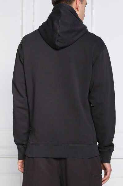 Dark Blue Cotton Logo Details Hooded Sweatshirt