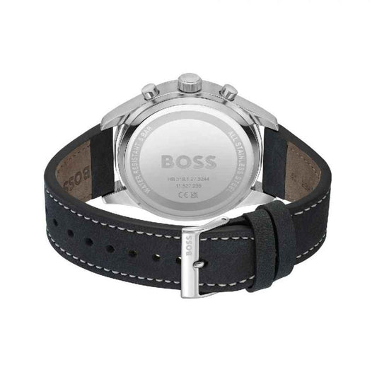 Black Leather Dress Watch