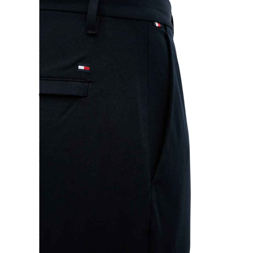Blue Polyester Casual Pants