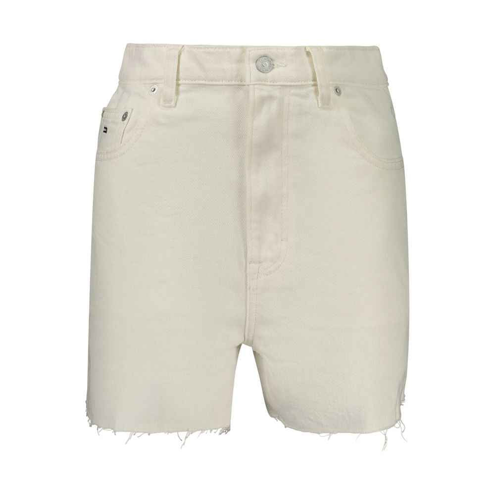 White Cotton Women Shorts