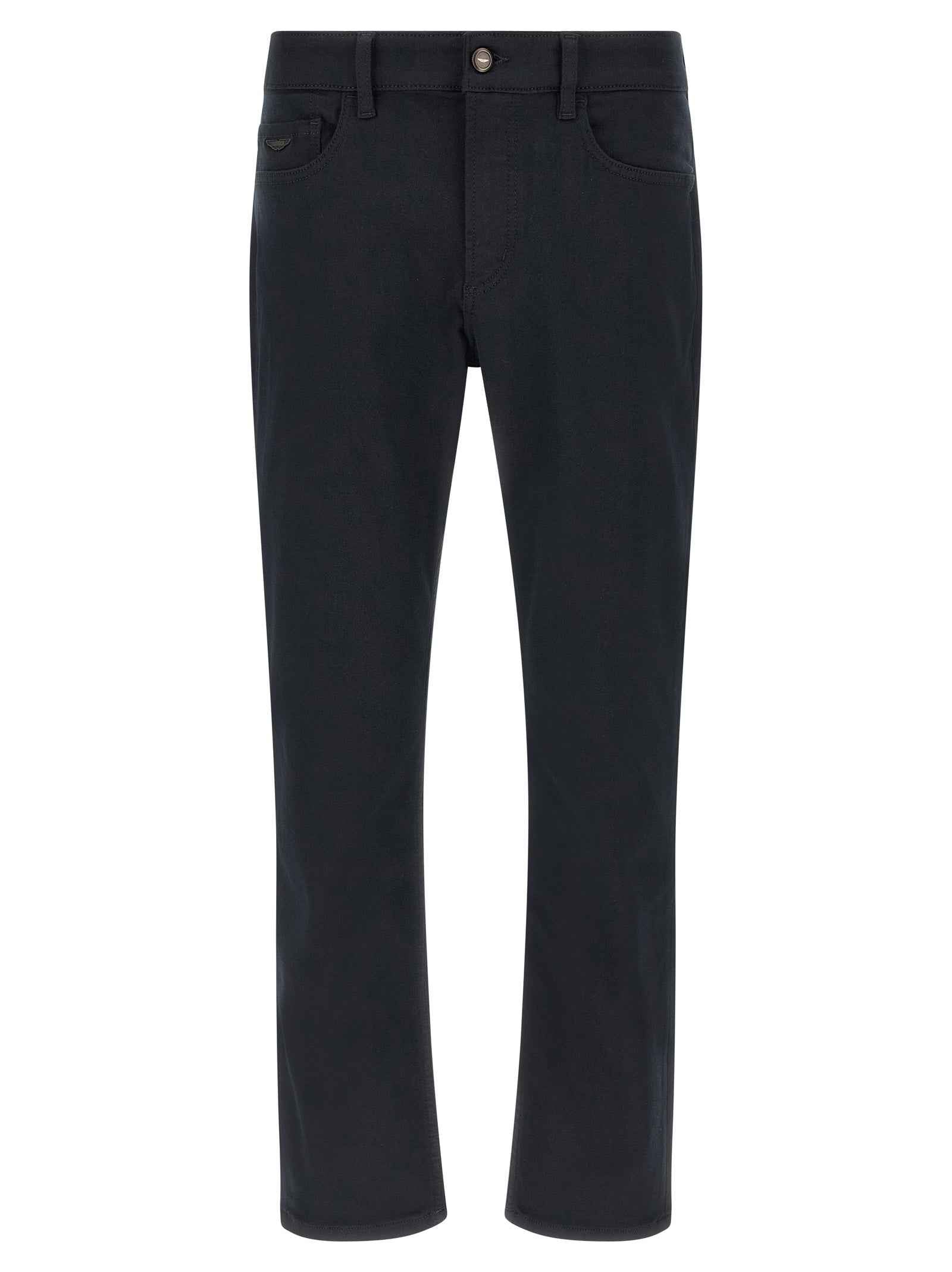 Blue Polyester Straight-Leg Jeans