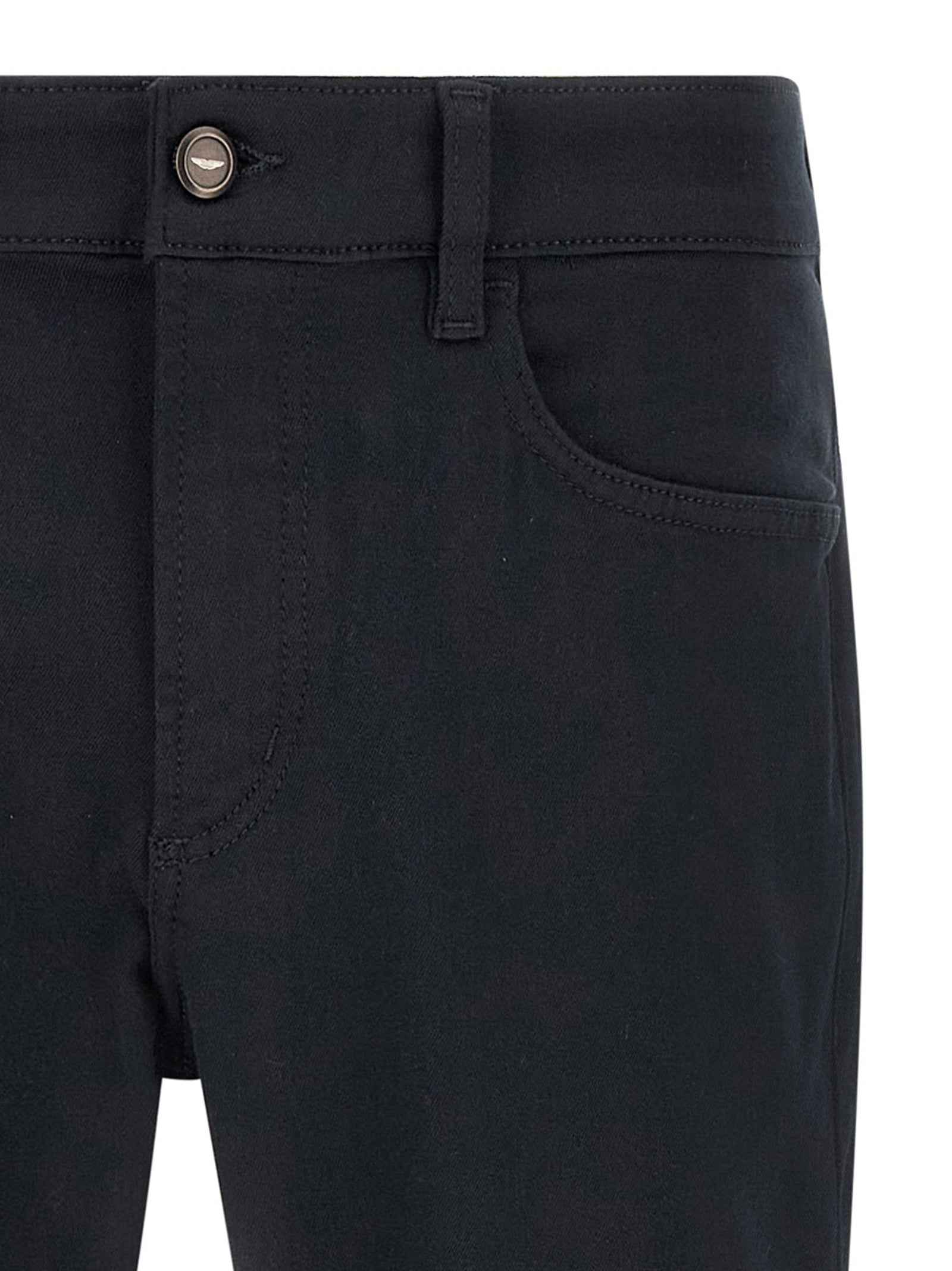 Blue Polyester Straight-Leg Jeans