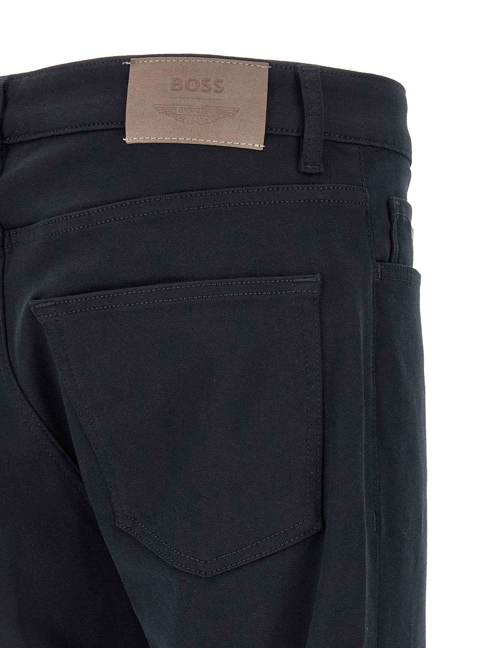 Blue Polyester Straight-Leg Jeans