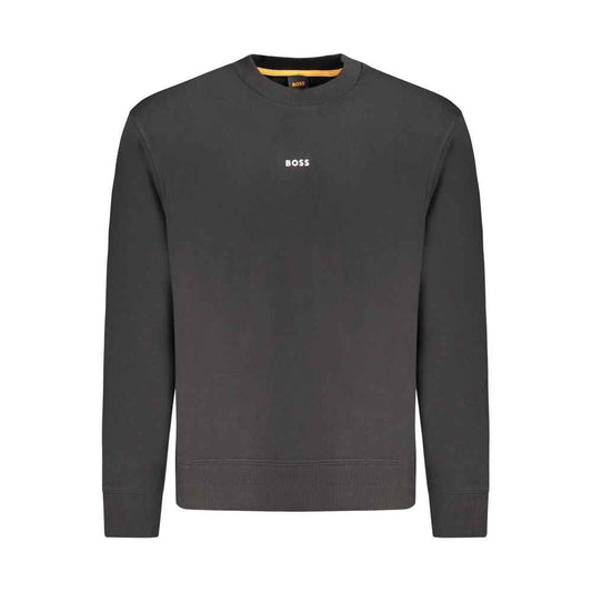 Black Cotton Men Sweatshirt