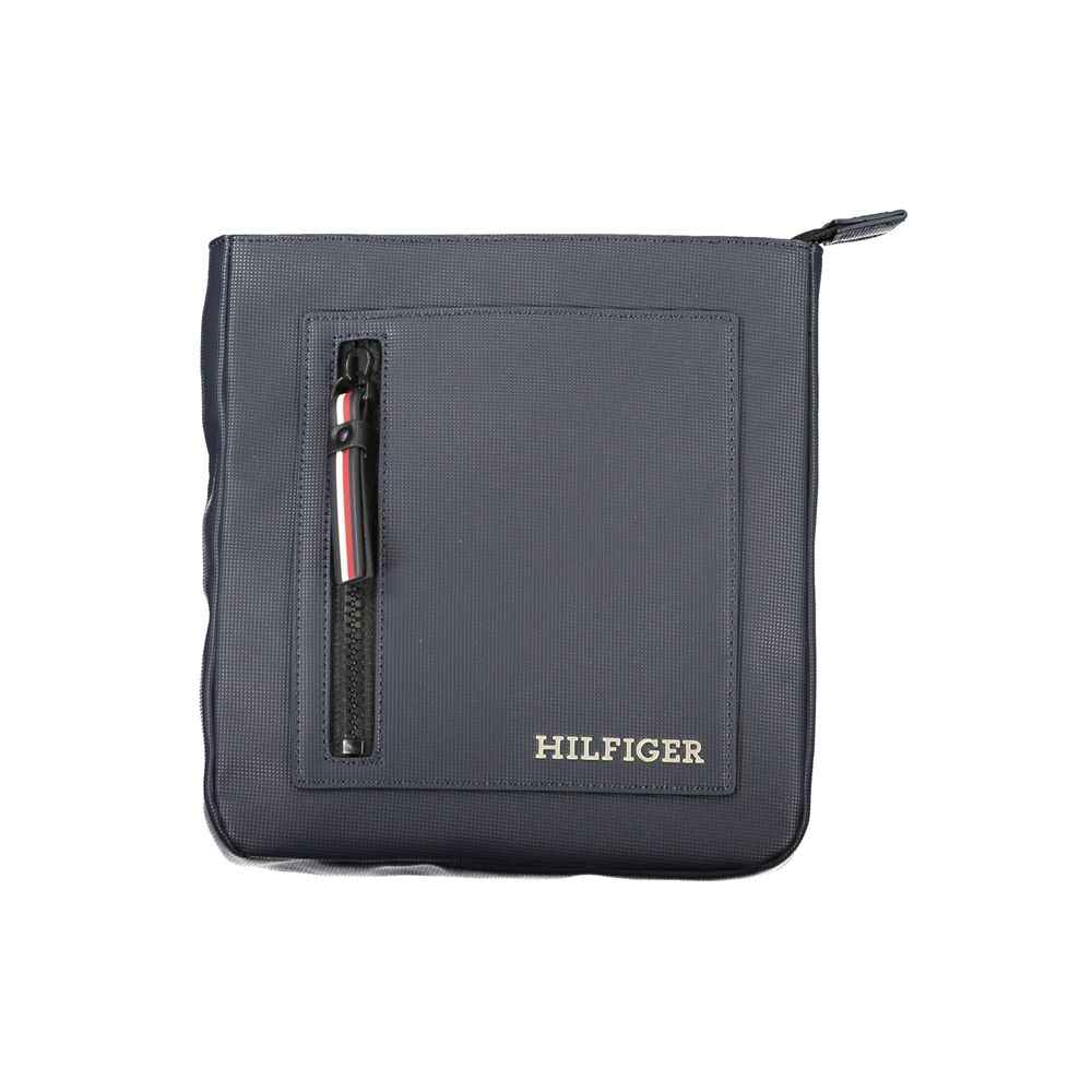 Navy Polyurethane Men's Shoulder Bag