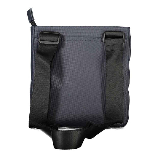 Navy Polyurethane Men's Shoulder Bag