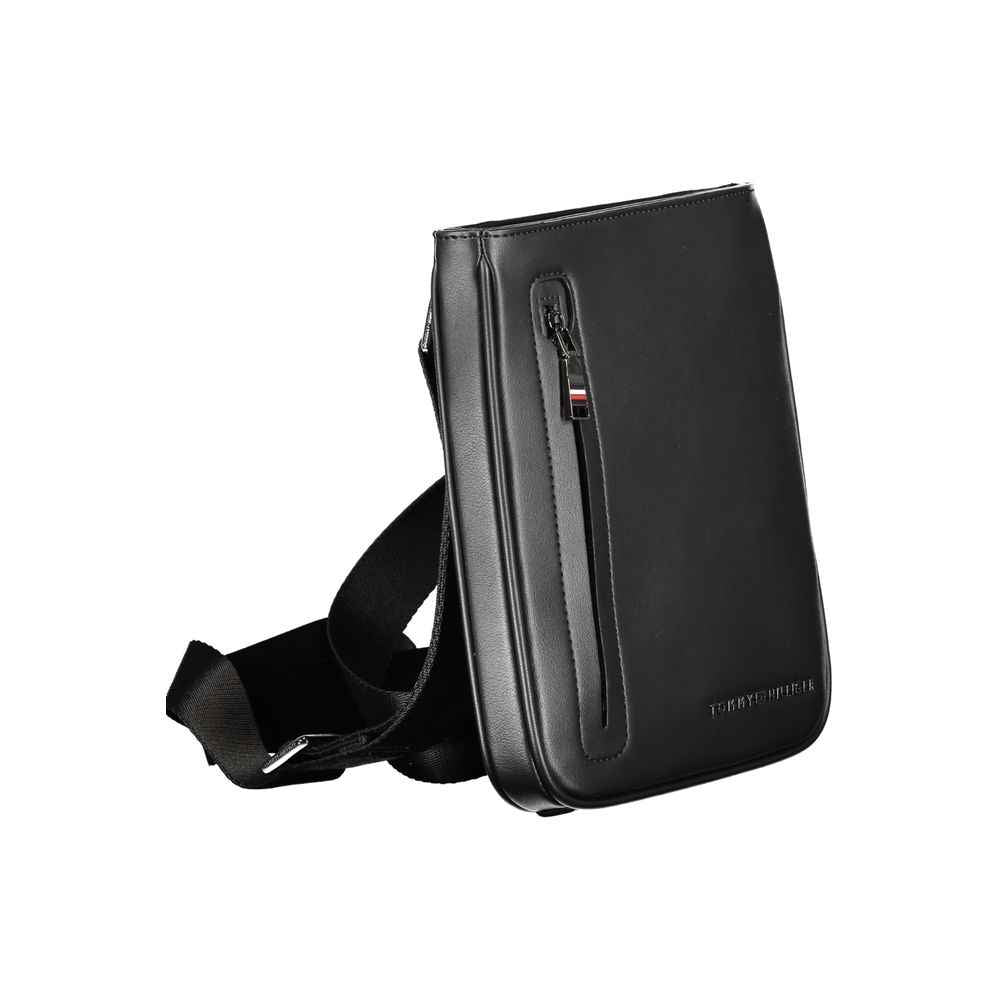 Black Polyurethane Men's Shoulder Bag