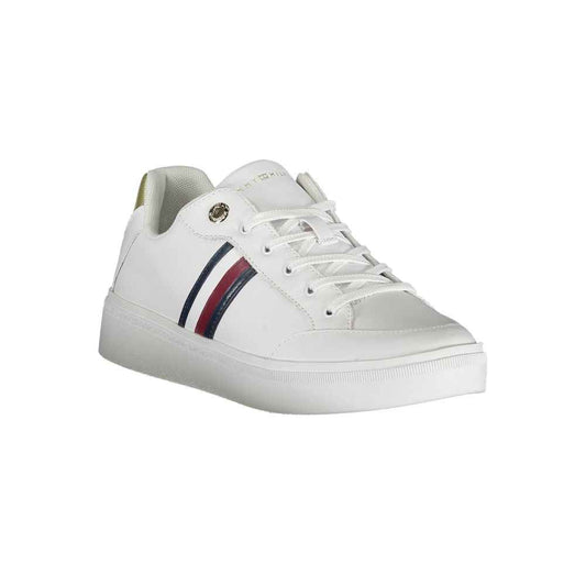 White Polyurethane Women Sneaker